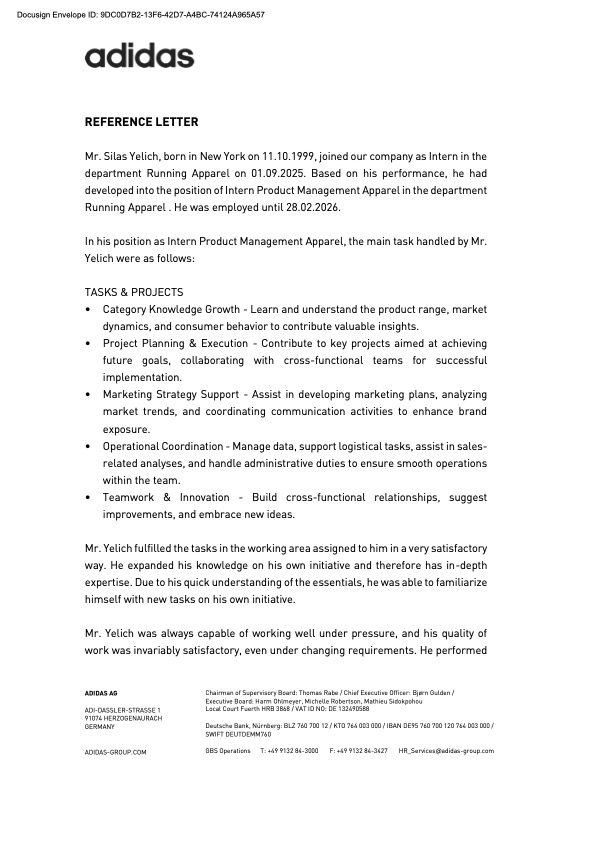 Preview of the Adidas reference letter PDF
